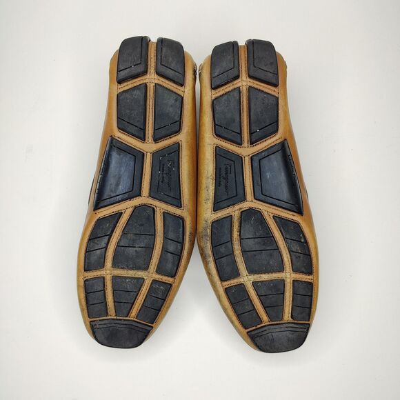 Salvatore Ferragamo Penny Loafers Leather Brown Moccasin Driver Shoes 10.5 D - Picture 9 of 13